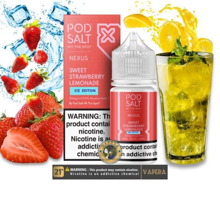 سالت لیموناد توت‌فرنگی یخ پادسالتPOD SALT SWEET STRAWBERRY LEMONADE ICE EDITION